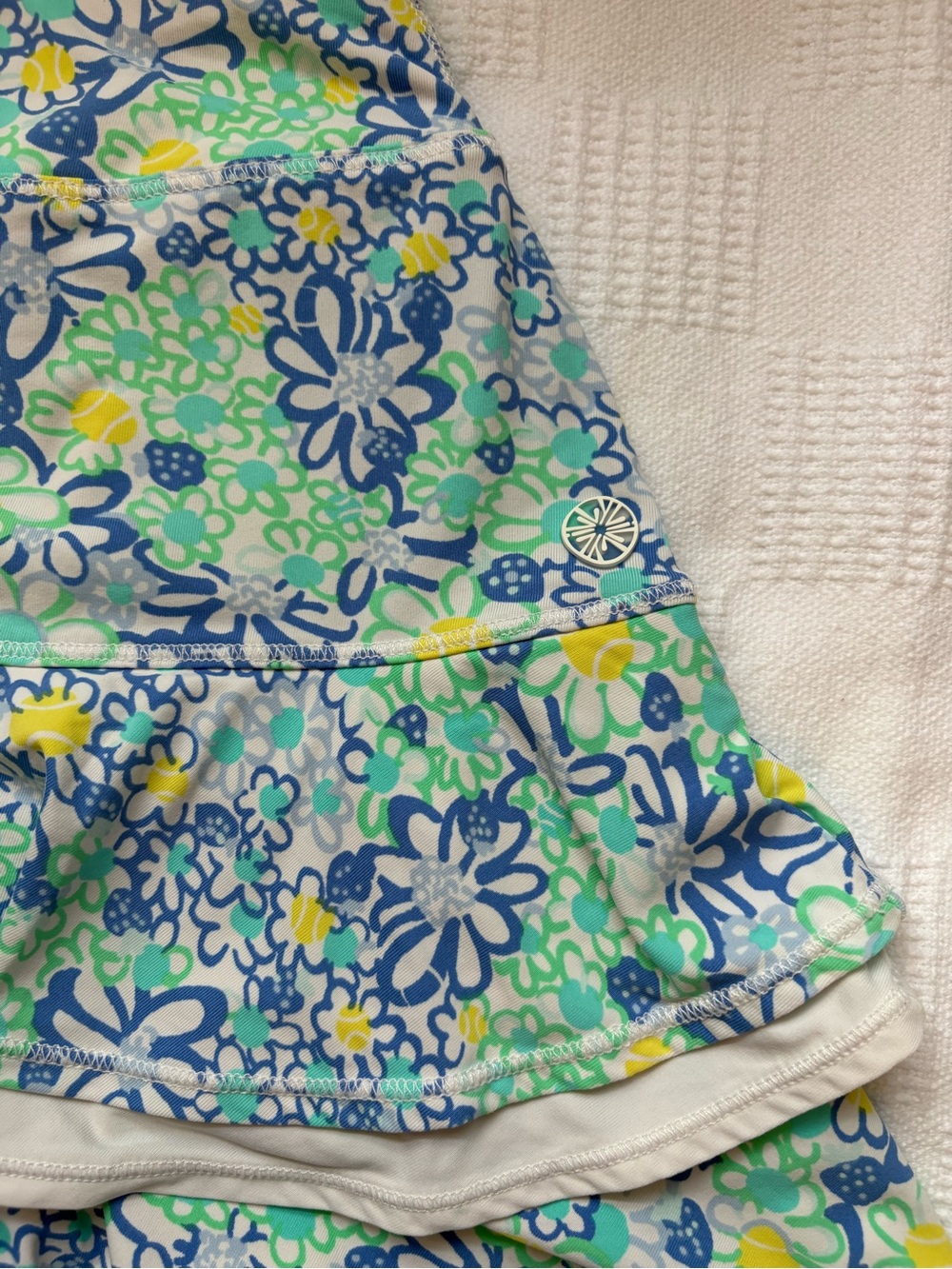 Lily Pulitzer “Bianca’s Love” Floral Tiered Ruffle Skort in Blue & Green. Size M - Picture 5 of 6